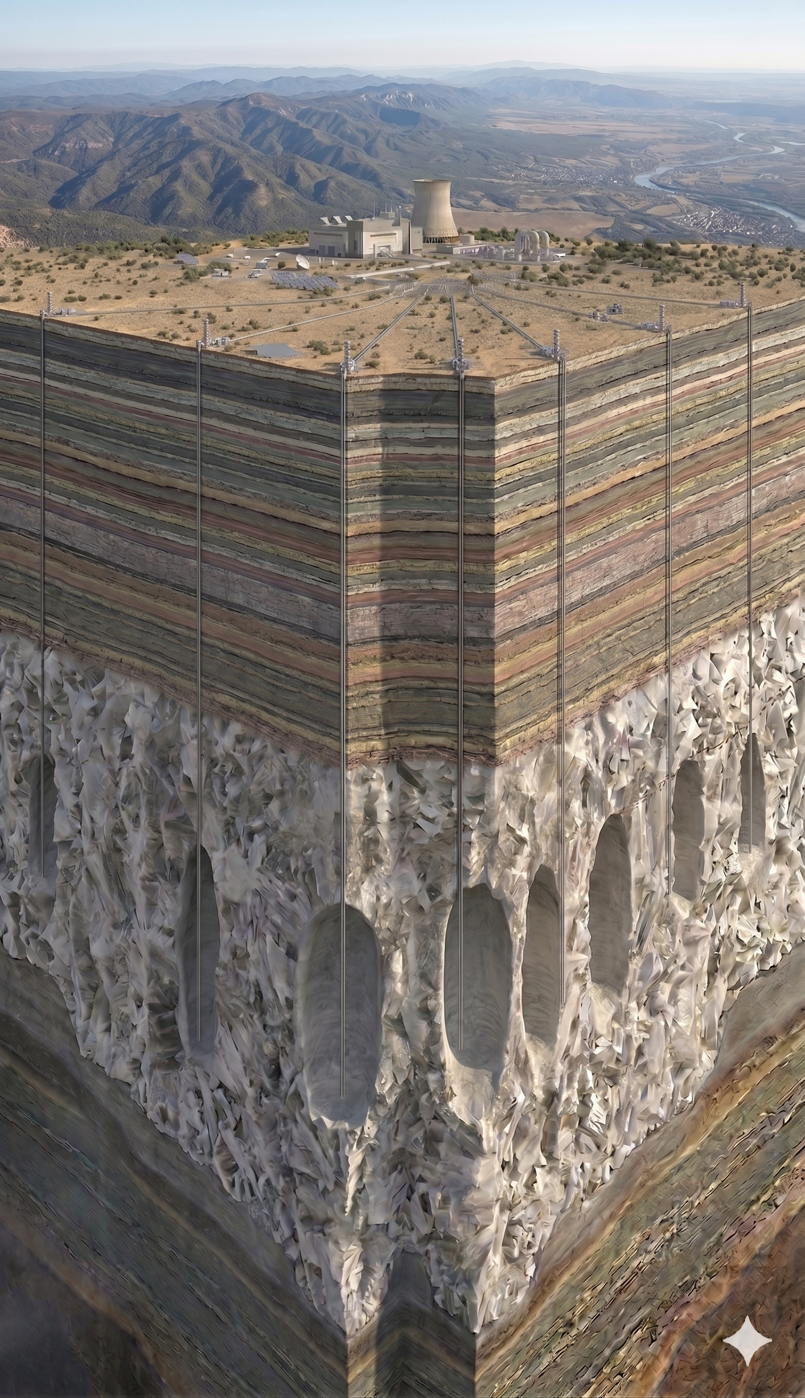 Salt cavern storage cutaway